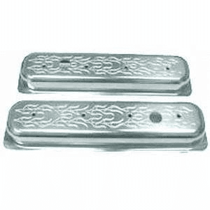 Ventildeckel poliert Chevy Small Block Falmmendesign Ventildeckel poliert Chevy Small Block Falmmendesign