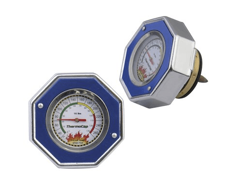 Kühlerverschluß blau mit Temp-Anzeige 16PSI Kühlerverschluß blau mit Temp-Anzeige 16PSI